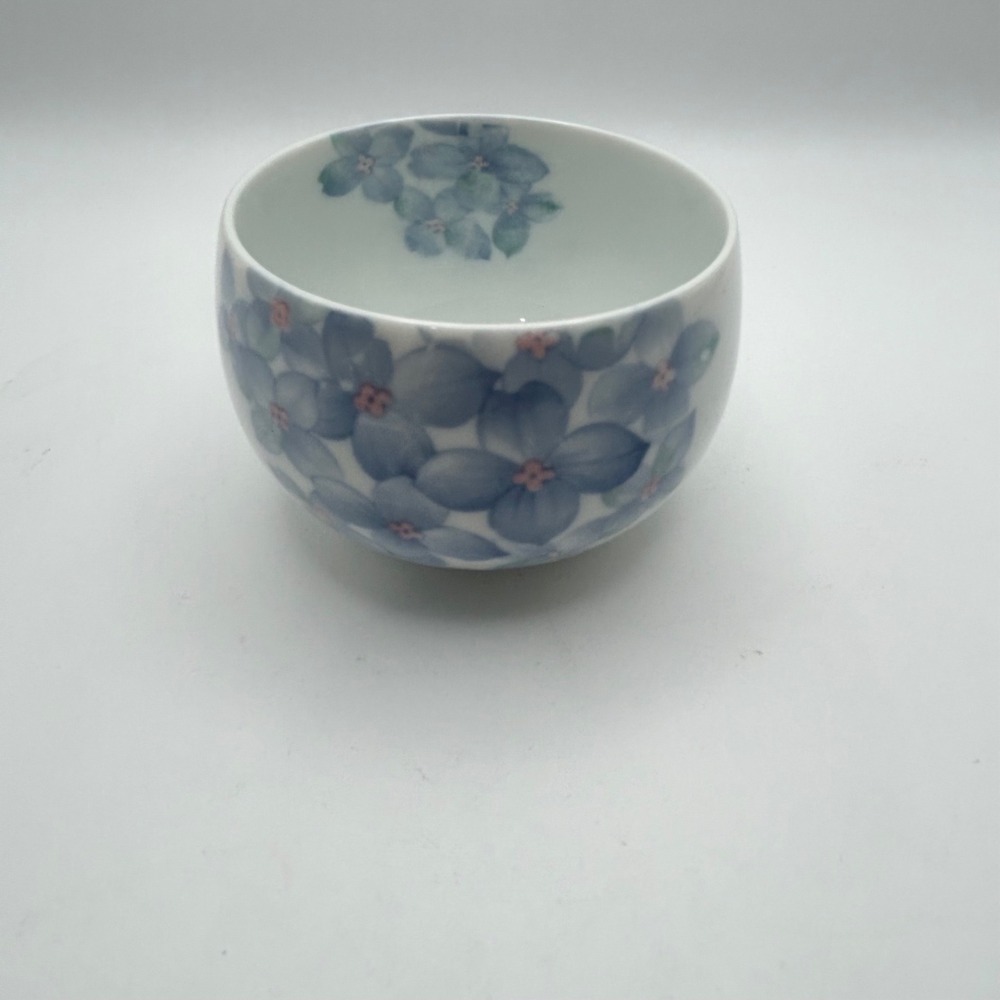 Japanese Porcelain Tea Cup Blue Floral Design